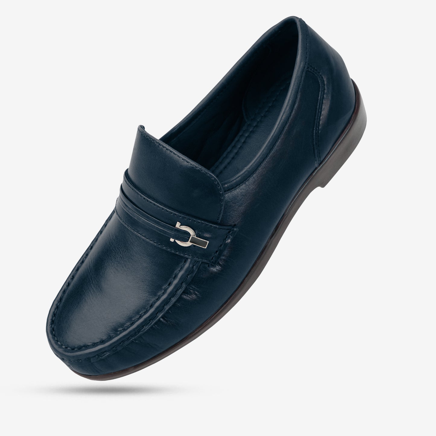 Blue goat leather shoe with soft goat lining and sturdy Taxon insole for durable comfort and support