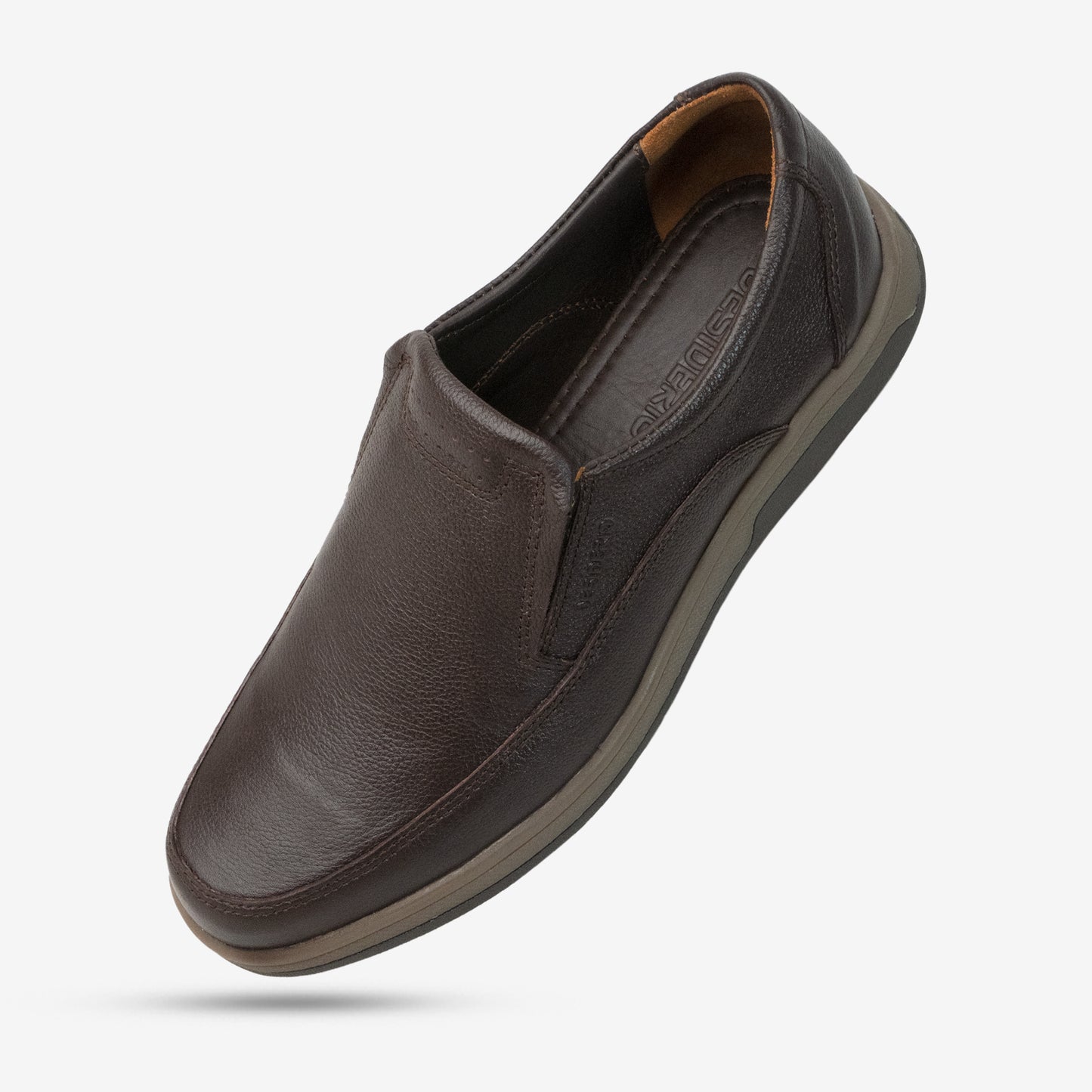 Brown Cow Leather Milled Loafer PRT-03 featuring durable construction, comfortable rubber sole, and sleek design for commuting and casual use