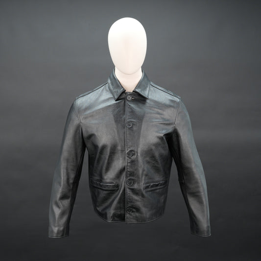 Black Genuine Leather Button Down Leather Jacket