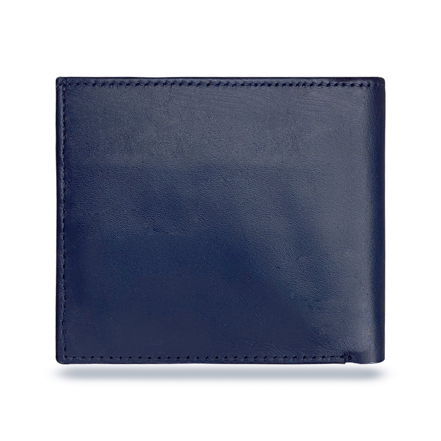 Elegant blue genuine leather wallet featuring card slots, spacious cash compartments, a coin pocket, and hidden cash storage for practical use