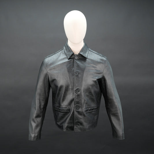 Black Genuine Leather Button Down Leather Jacket