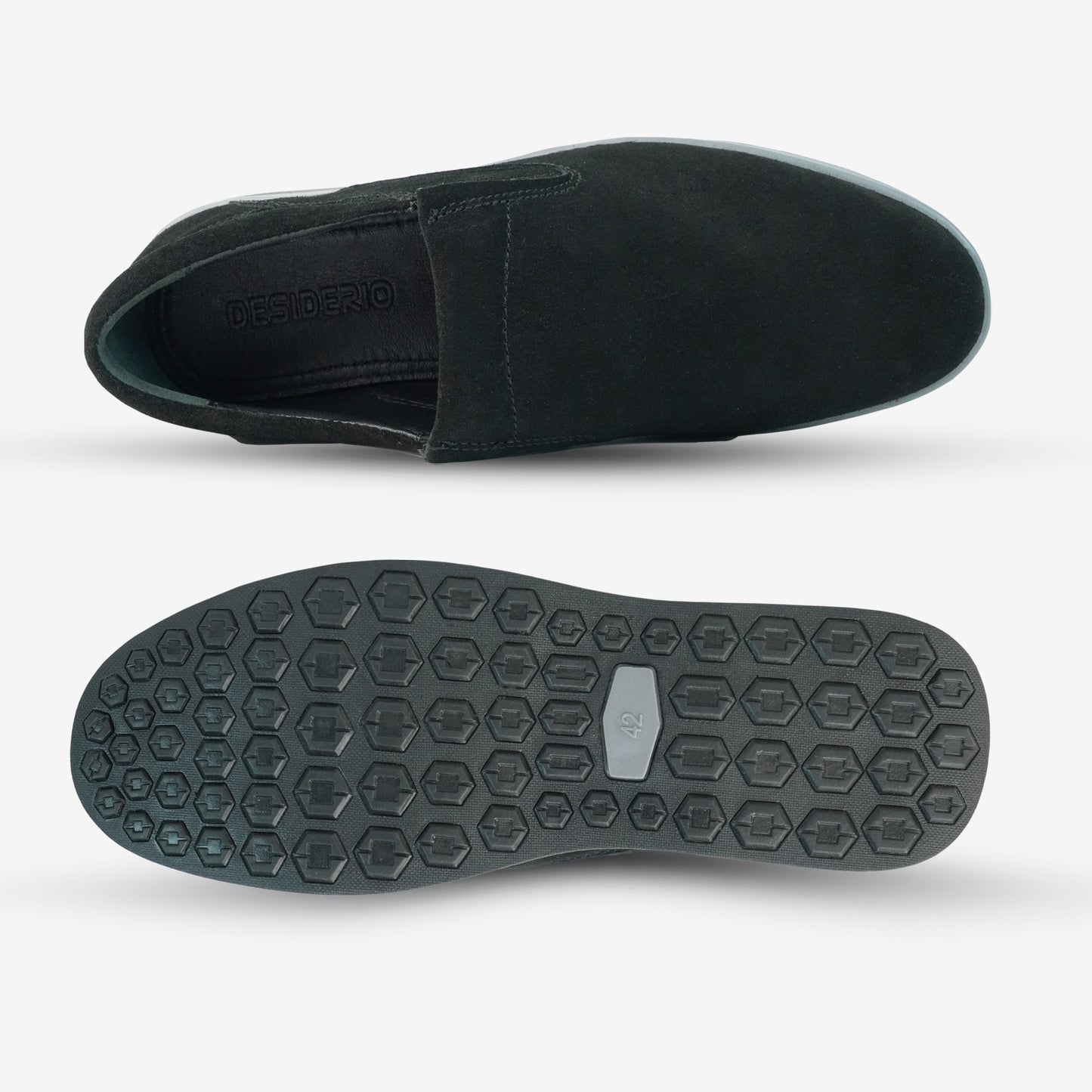 Black cow leather suede loafer PRT-01 with slip-resistant rubber sole, designed for durability, comfort, and versatile daily wear