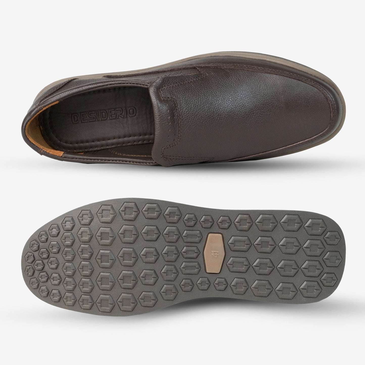 Brown cow leather milled loafer with slip-resistant rubber sole, designed for comfort, durability, and versatile everyday wear