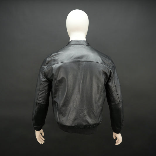Real Leather Button Down Black Jacket