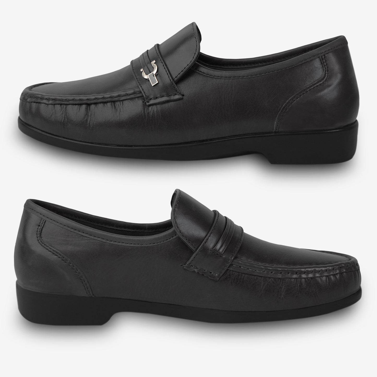 Black goat leather shoe with soft goat lining and sturdy Taxon insole for durable comfort and support