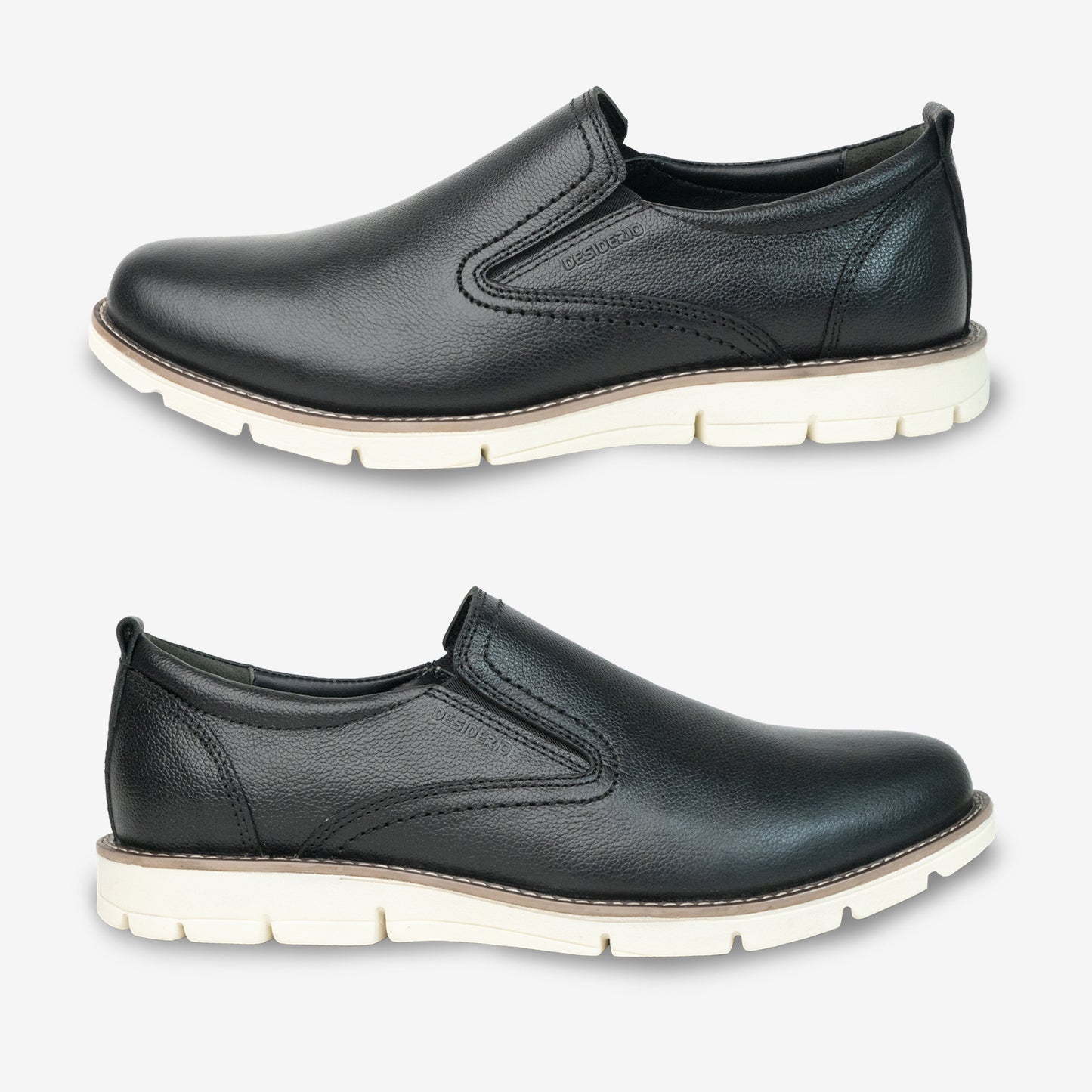 Black genuine cow leather milled loafer with soft sheep lining, Texon insole for stability, and lightweight EVA sole for flexible traction and comfort