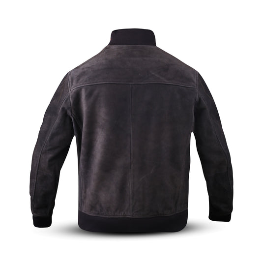 Cow Suede Coat Style Leather Jacket for Men's with Plastic Round Shape Front Buttons (Desi-Dani)