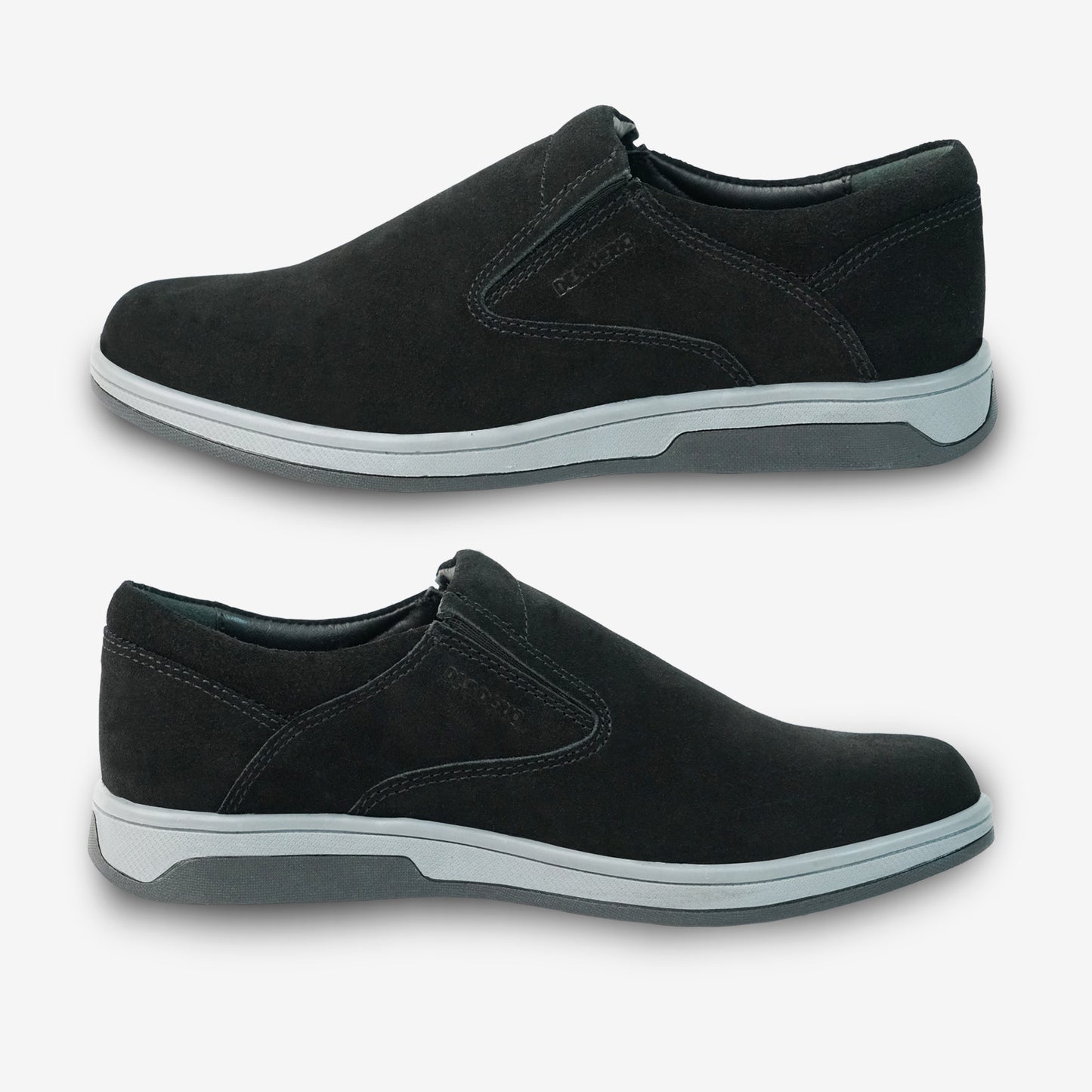 Black cow leather suede loafer PRT-01 with slip-resistant rubber sole, designed for durability, comfort, and versatile daily wear