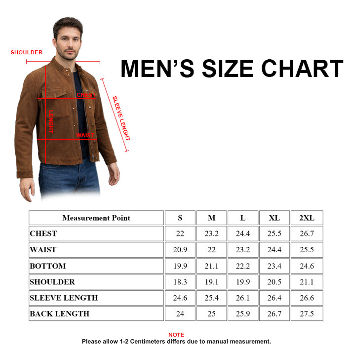 Men's Premium Real Leather Suede Button Zip Jacket