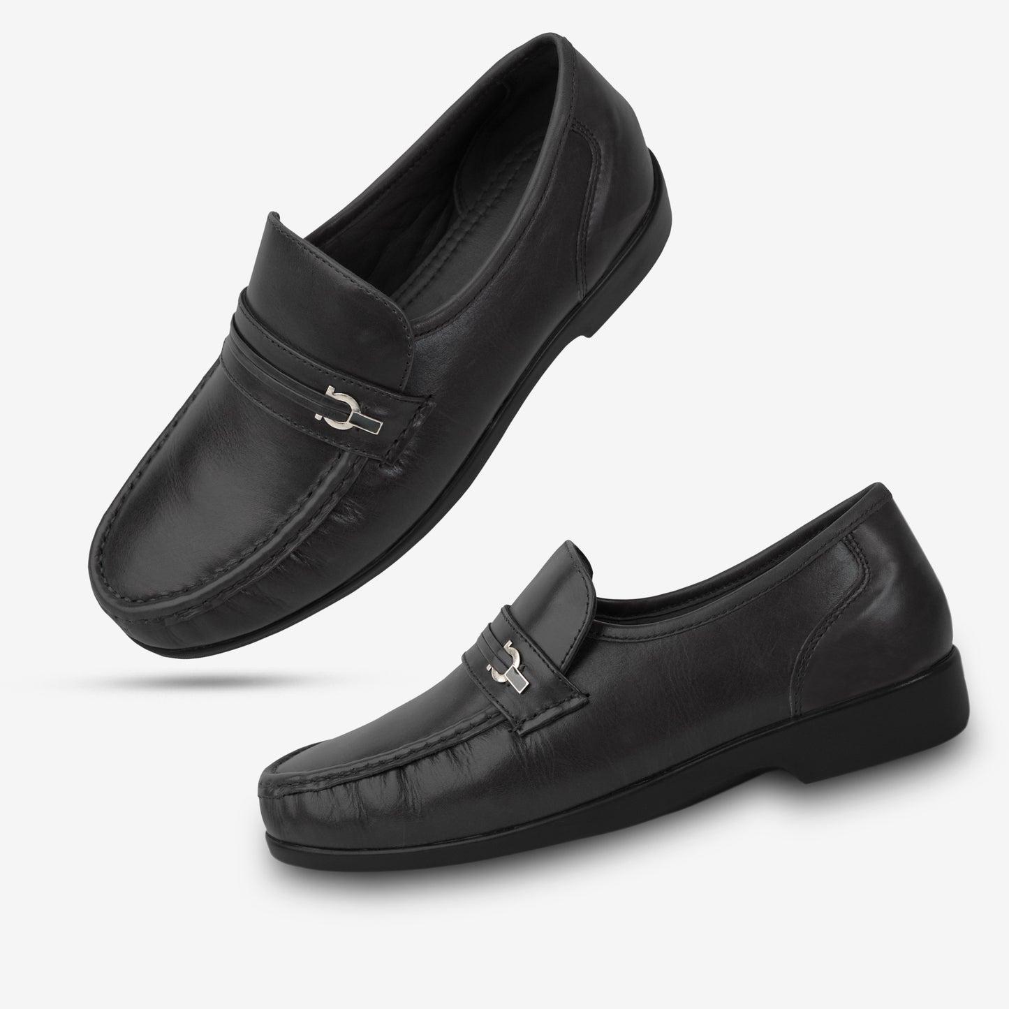 Black goat leather shoe with soft goat lining and sturdy Taxon insole for durable comfort and support