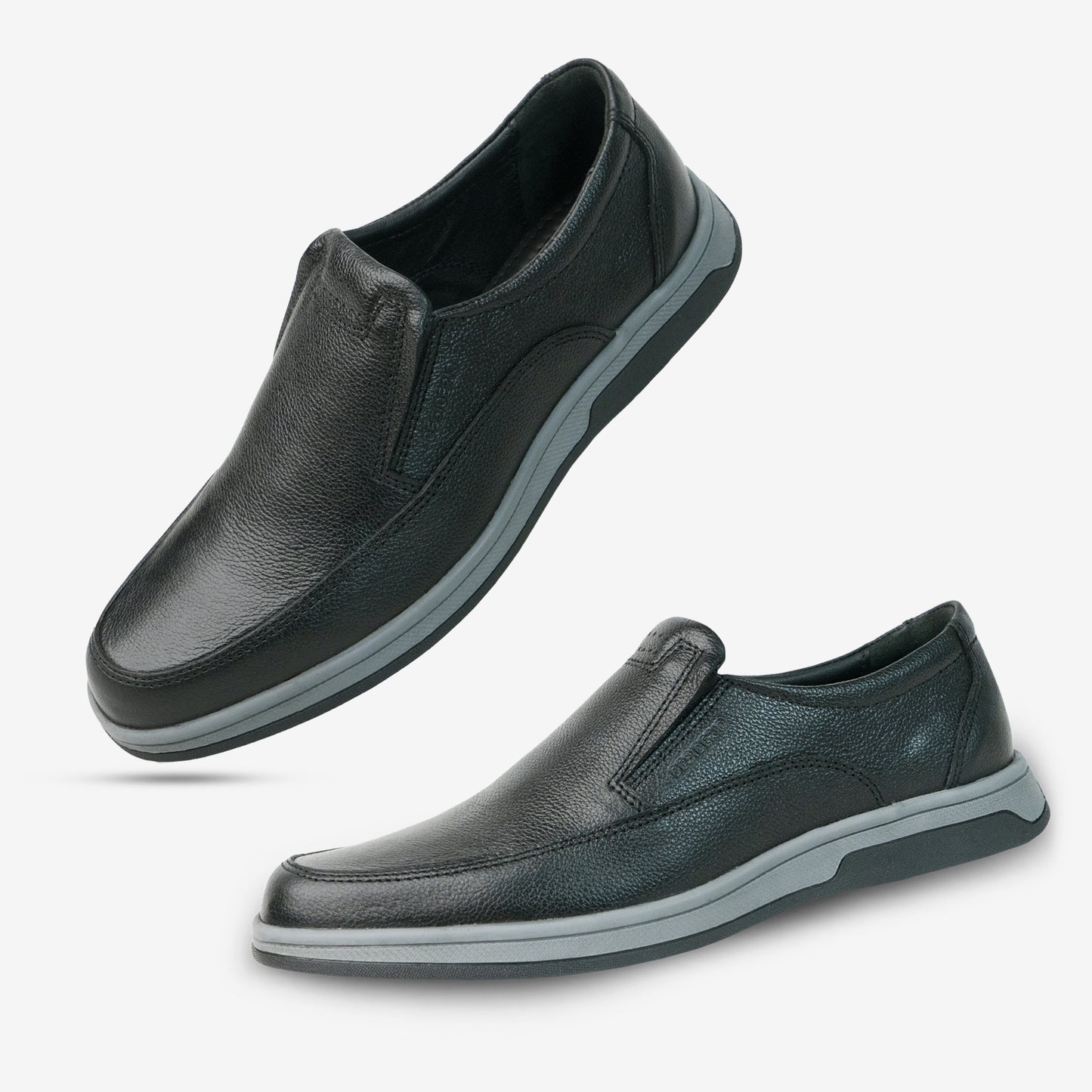 Black Cow Leather Milled Loafer PRT-03 with slip-resistant rubber sole, designed for durability, comfort, and versatile daily wear