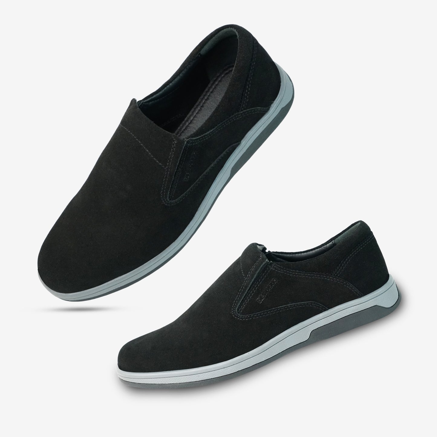 Black cow leather suede loafer PRT-01 with slip-resistant rubber sole, designed for durability, comfort, and versatile daily wear