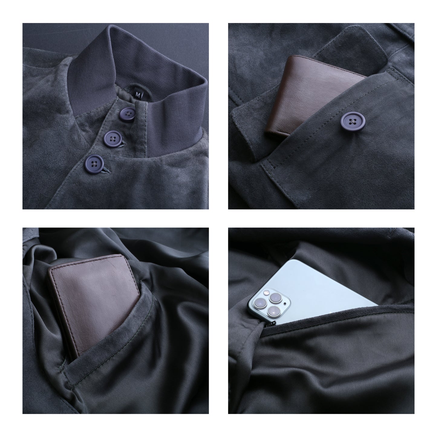 Cow Suede Coat Style Leather Jacket for Men's with Plastic Round Shape Front Buttons (Desi-Dani)