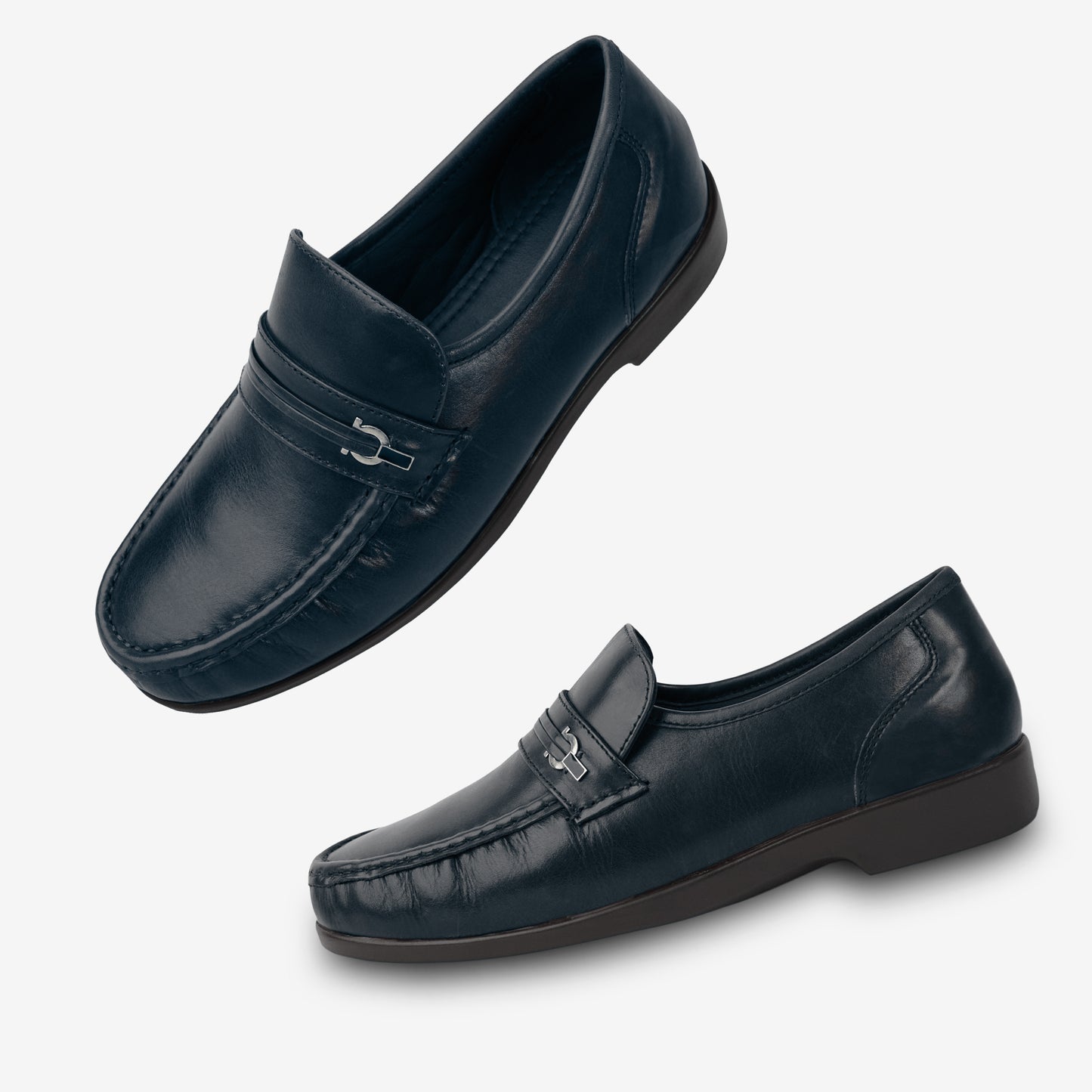 Blue goat leather shoe with soft goat lining and sturdy Taxon insole for durable comfort and support