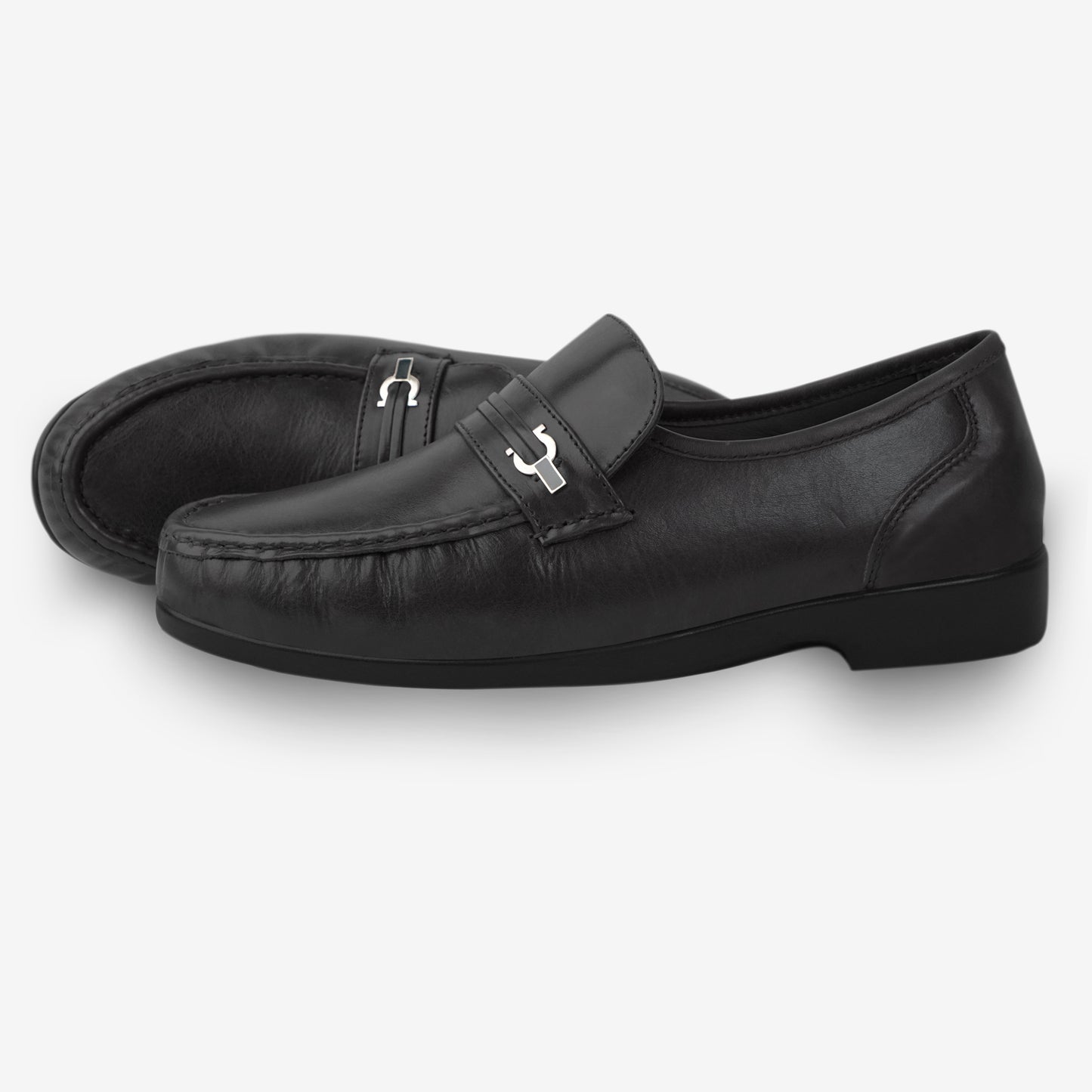 Black goat leather shoe with soft goat lining and sturdy Taxon insole for durable comfort and support