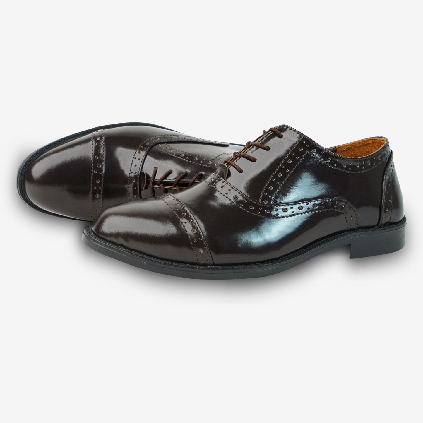 Premium leather shoes with finest cow leather uppers, soft sheep leather lining, and sturdy Taxon insoles with hard board for durability, comfort, and support