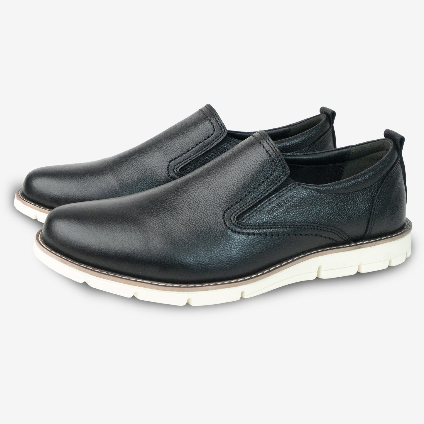 Black genuine cow leather milled loafer with soft sheep lining, Texon insole for stability, and lightweight EVA sole for flexible traction and comfort