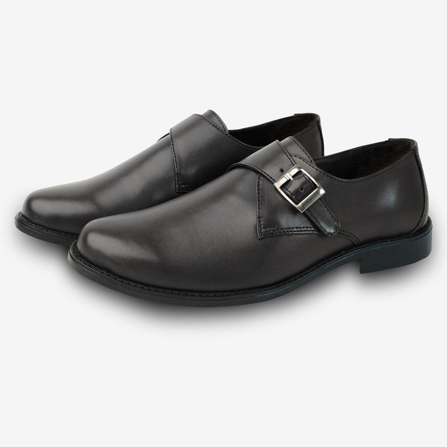 Sleek black cow leather shoes with soft sheep leather lining and cushioned insole for all-day comfort