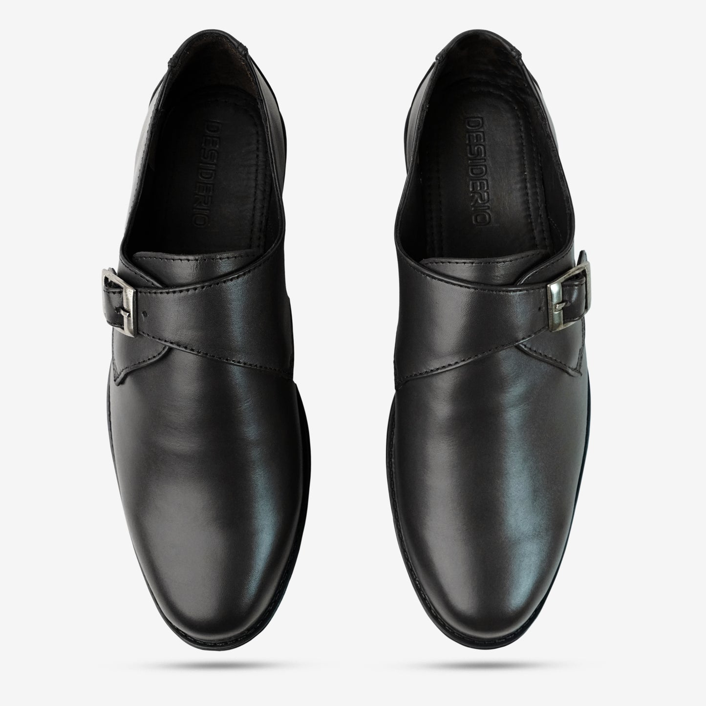 Sleek black cow leather shoes with soft sheep leather lining and cushioned insole for all-day comfort