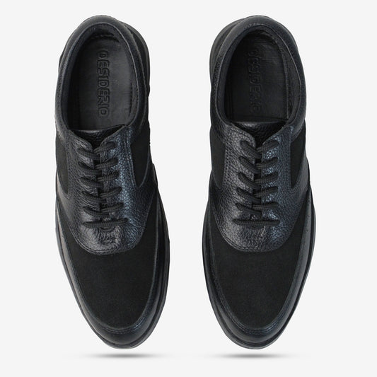 Footwear with premium cow suede leather uppers, soft sheep leather lining, supportive Texon insole, and durable TPR sole for grip and long-lasting wear