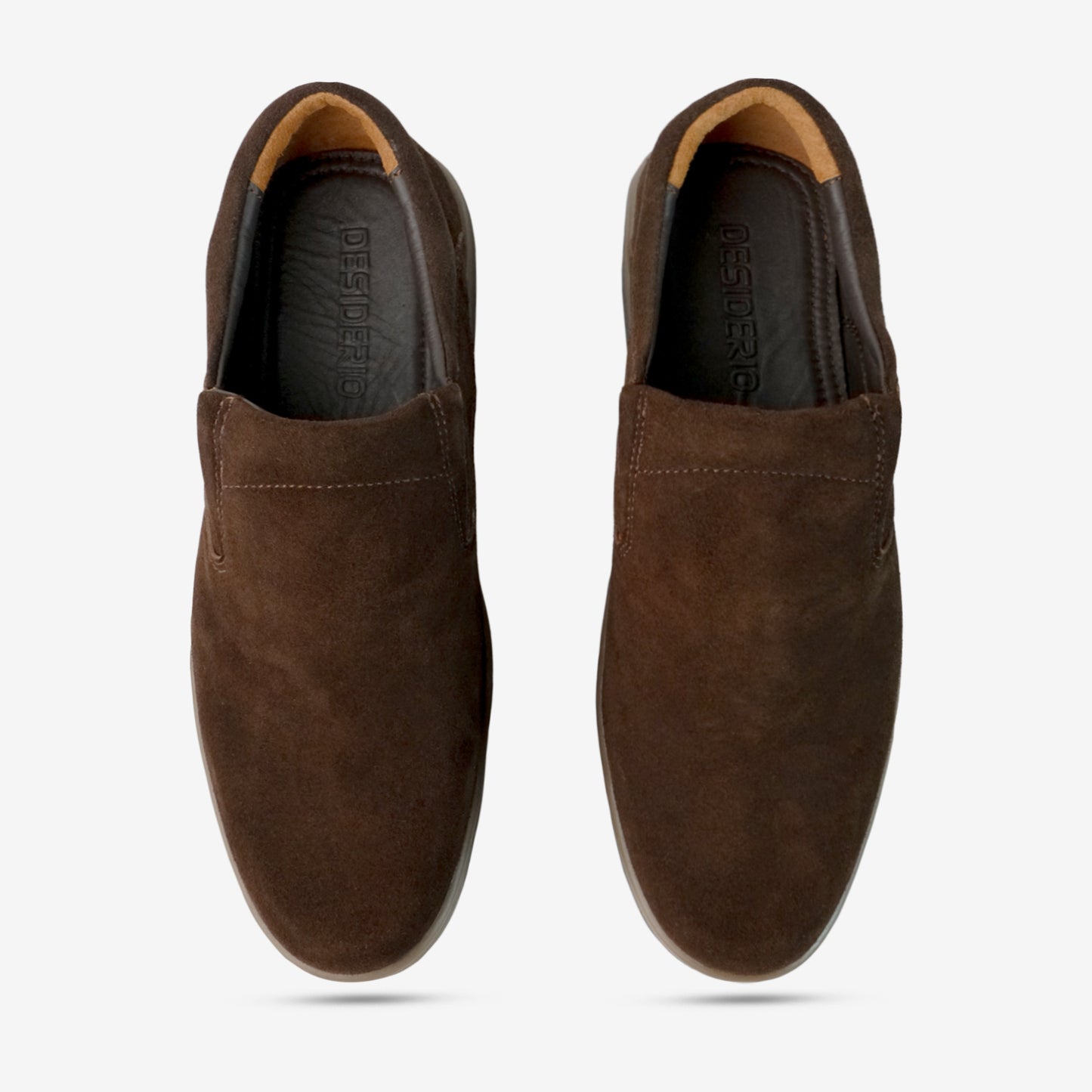 Brown cow leather suede loafer with slip-resistant rubber sole, designed for comfort, durability, and versatile everyday wear