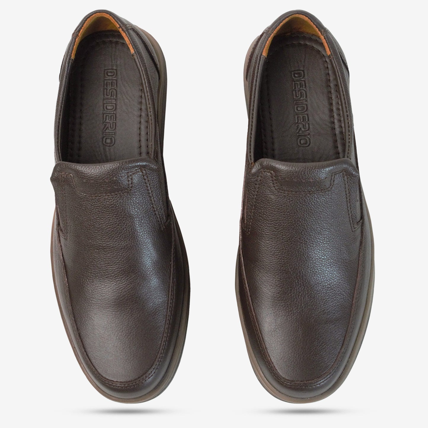 Brown cow leather milled loafer with slip-resistant rubber sole, designed for comfort, durability, and versatile everyday wear