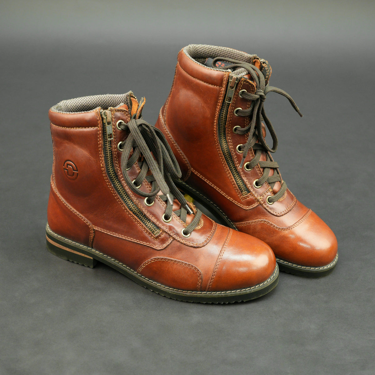 Cognac Brown High Ankle Motorbike Riding Boots #Desiderio #MotorbikeBoots #RidingBoots #HighAnkleBoots #CognacBrown #MensFootwear #BikerStyle #GenuineLeather