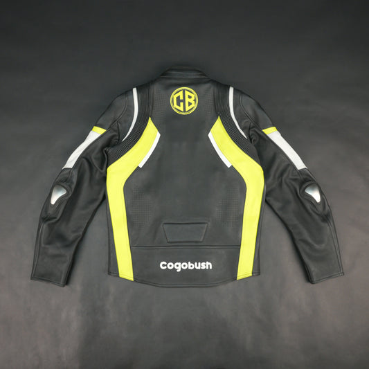 Cogobush CB Grey & Neon Yellow Leather Look Motorcycle Riding Jacket #Desiderio #MotorcycleJacket #LeatherLook #RidingGear #BikerStyle #MotorcycleApparel #ProtectiveGear #RiderStyle