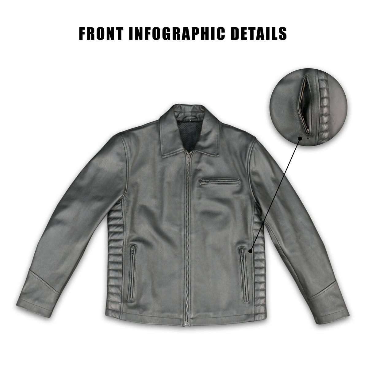 Cogobush Premium Grey Real Leather Motorcycle Biker Jacket with Multiple Pockets #Desiderio #LeatherJacket #MotorcycleJacket #BikerJacket #GenuineLeather #RidingGear #MensFashion #PremiumLeather