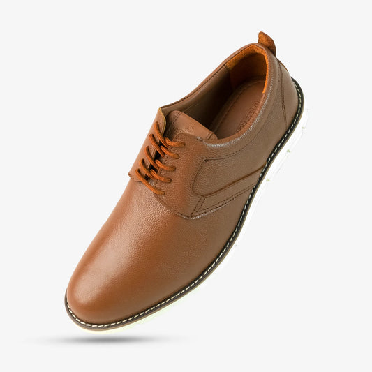 Genuine cow leather commute shoes with soft sheep lining, cushioned Texon insole, and lightweight EVA sole