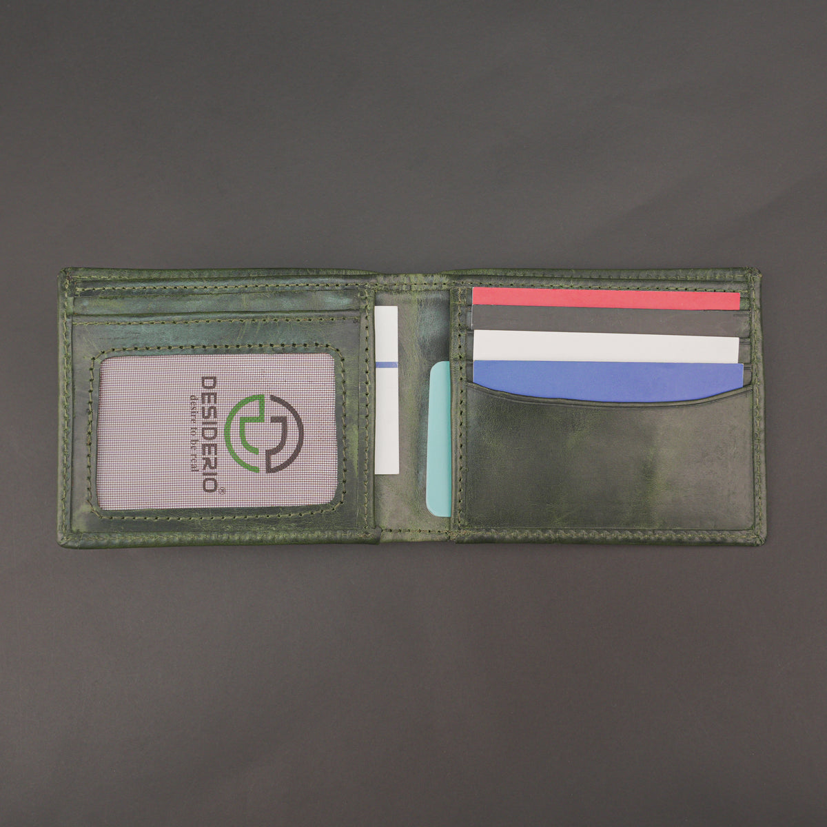 Genuine Leather Wallet for Men – Green #Desiderio #LeatherWallet #MensWallet #GenuineLeather #GreenWallet #MensAccessories