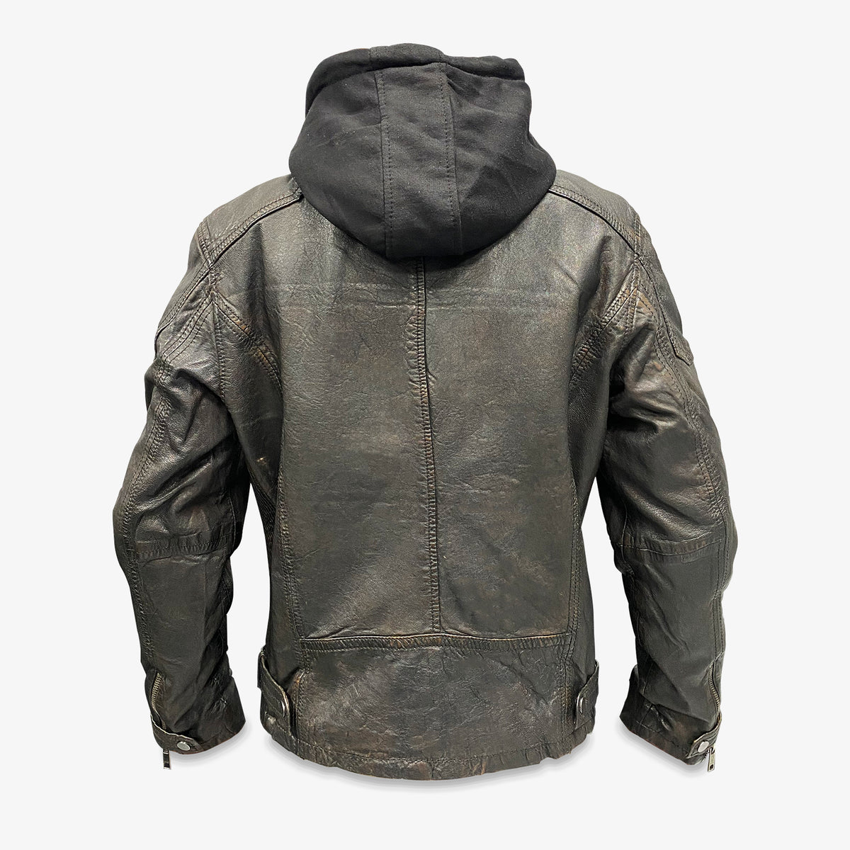 Hooded Real Leather Rubbed Finish Duel Layer Jacket #Desiderio #GenuineLeather #LeatherJacket #HoodedJacket #MensFashion #PremiumLeather #WinterStyle #CasualWear