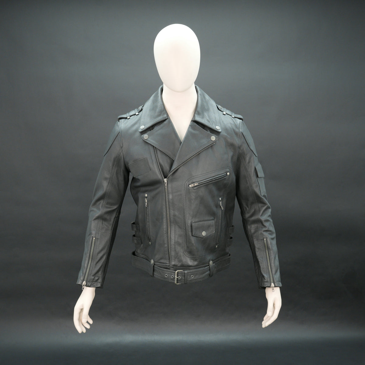 Men’s Black Leather Biker Jacket with Epaulets & Asymmetrical Zipper
#Desiderio #LeatherJacket #MensLeatherJacket #BikerJacket #MotoJacket #BlackLeatherJacket
