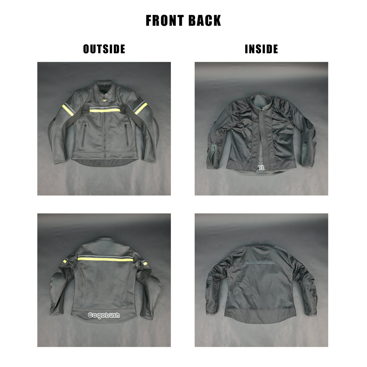 Men's Grey Leather Mesh Motorcycle Jacket with Yellow Reflective Strips - Premium Safety Riding Jacket #Desiderio #MotorcycleJacket #LeatherJacket #RidingGear #BikerStyle #GenuineLeather #SafetyRiding #MensFashion