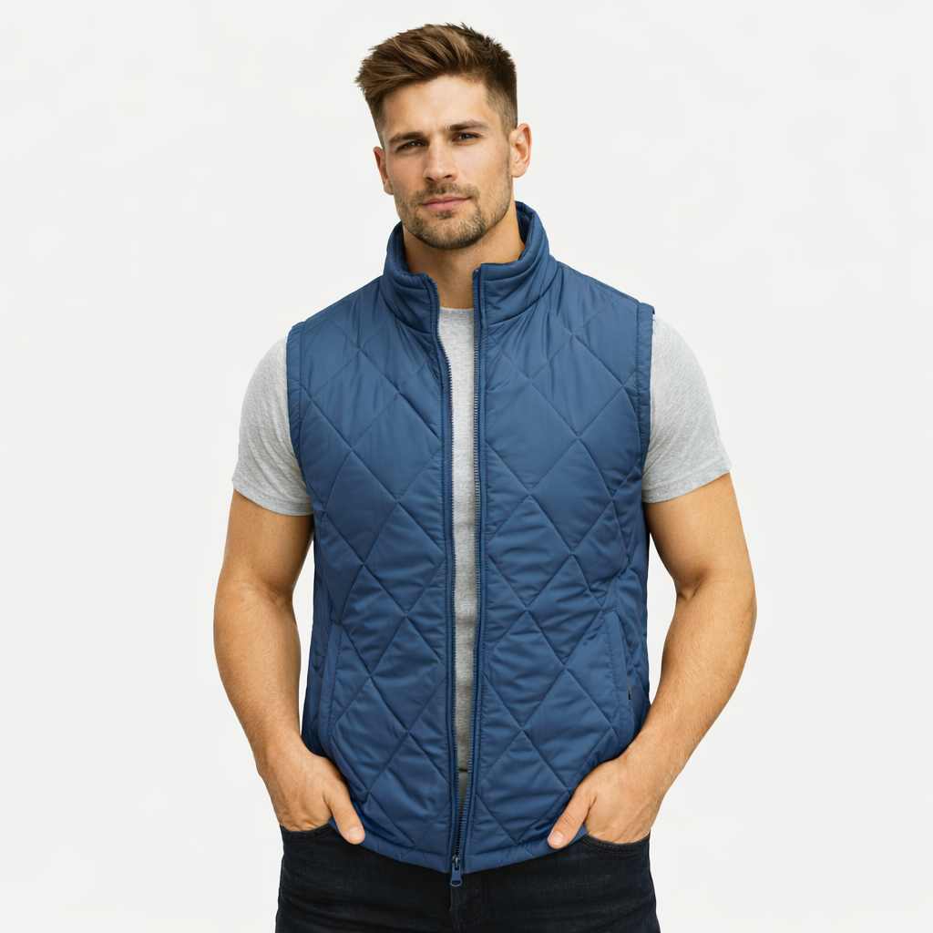 Men's Lightweight Diamond Quilted Puffer Gilet #Desiderio #DesiderioFashion #PufferGilet #DiamondQuilted #MensOuterwear #LightweightStyle #WinterWear #MensFashion