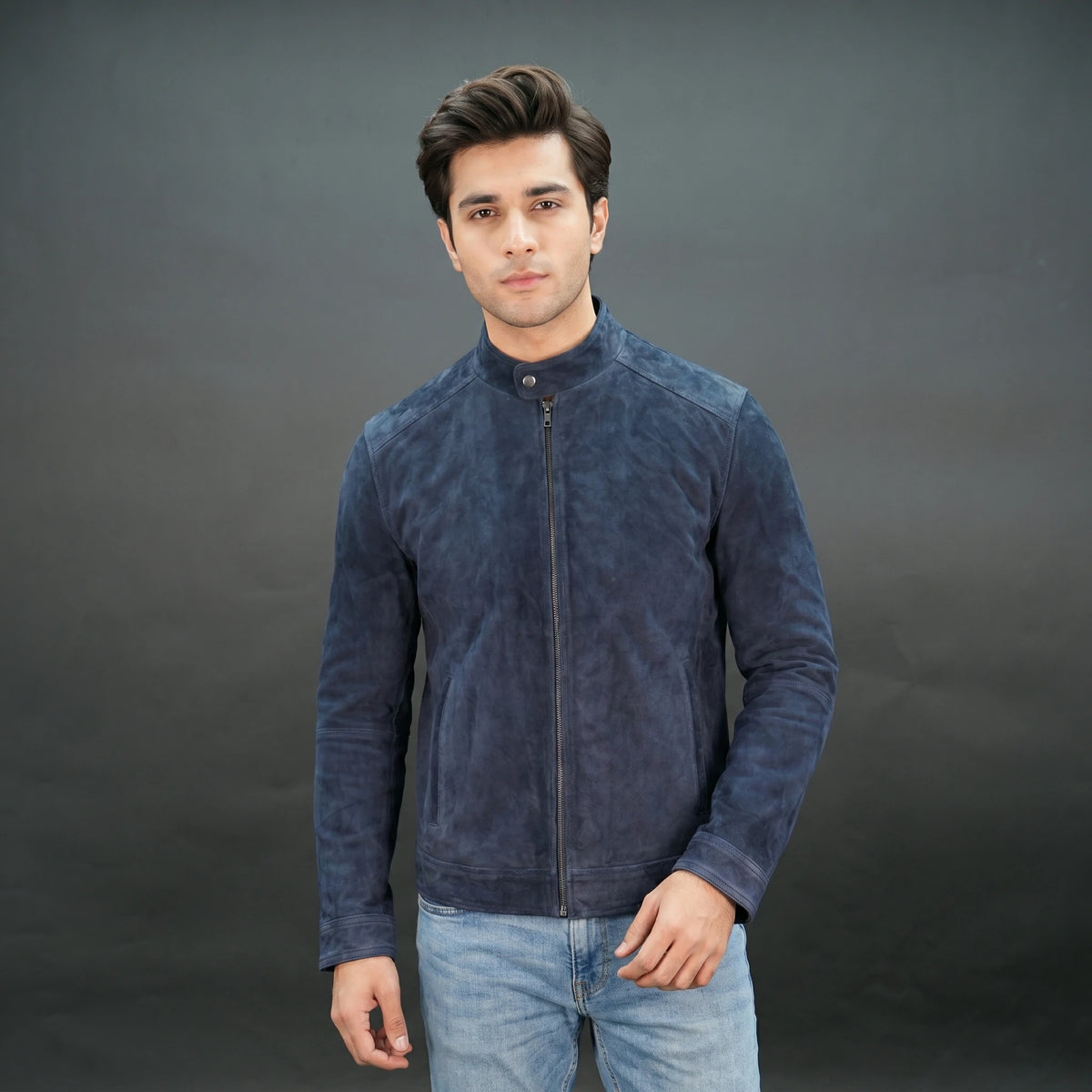 Men's Navy Blue Suede Zip-Up Jacket – Slim Fit Casual Biker Style
#Desiderio #SuedeJacket #MensFashion #BikerStyle #CasualWear