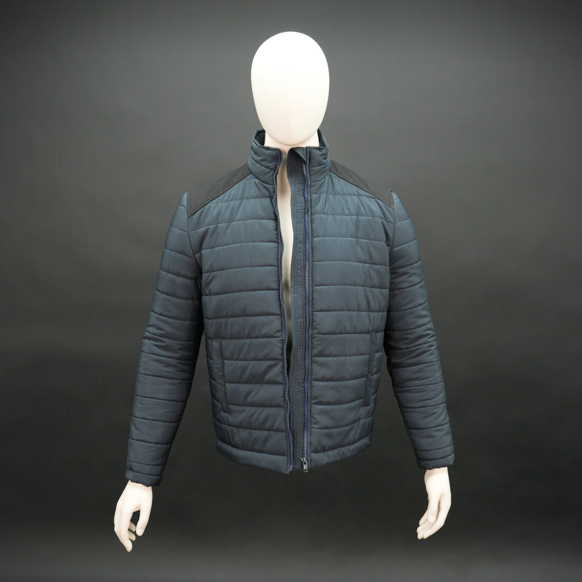 Men's Two Tone Zipper Quilted Puffer Jacket #Desiderio #DesiderioMenswear #PufferJacket #QuiltedJacket #TwoToneJacket #MensFashion #WinterWear #CasualStyle