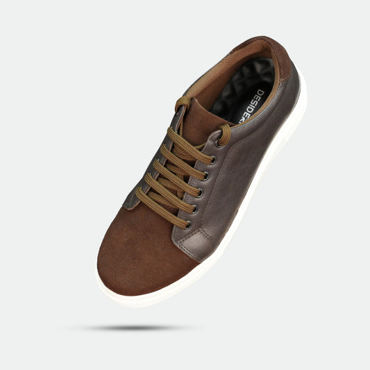 Brown mesh-lined shoes with non-woven insole and TPR sole for breathable comfort and durability