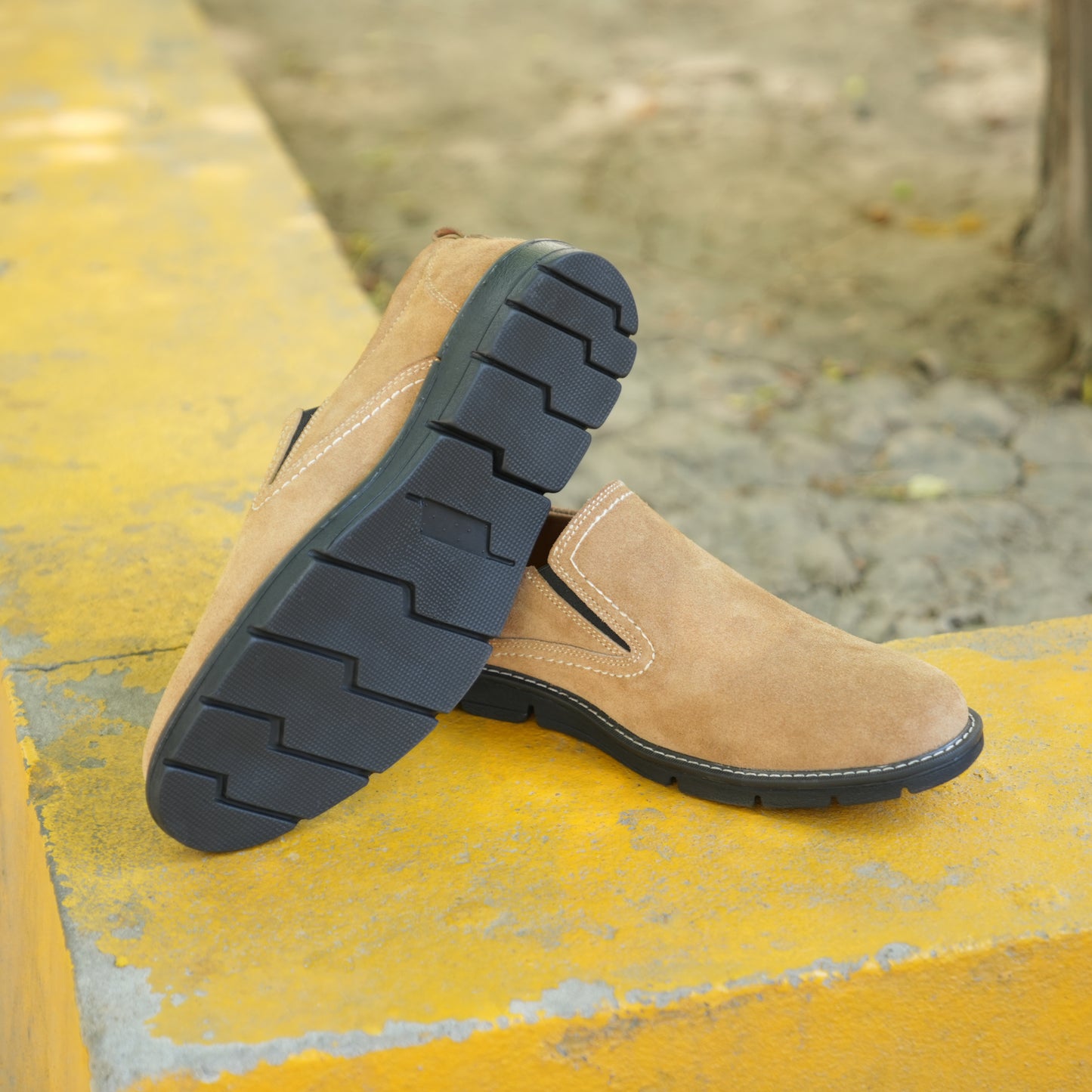 Camel genuine cow leather milled loafer with plush sheep lining, supportive Texon insole, and lightweight EVA sole for versatile wear