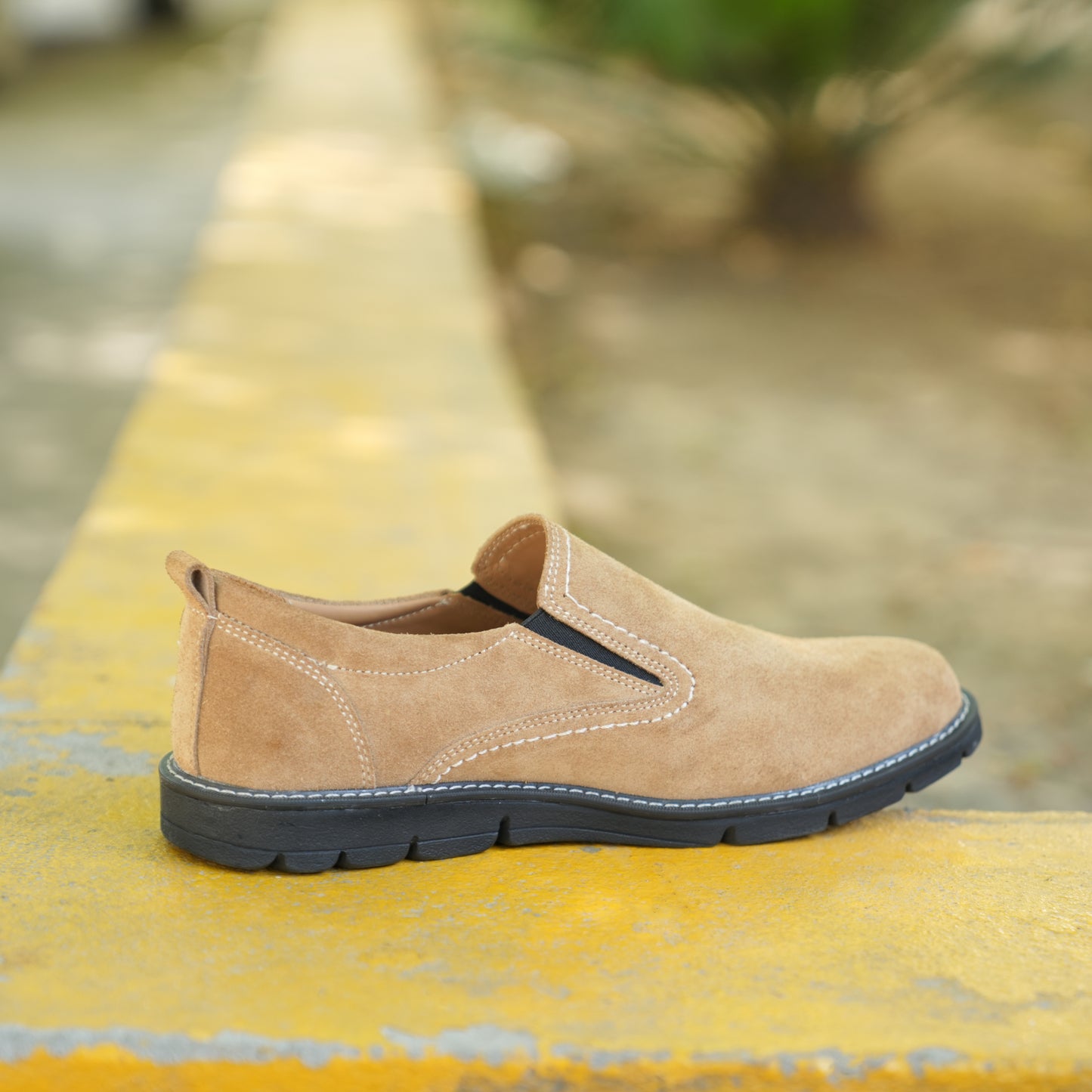Camel genuine cow leather milled loafer with plush sheep lining, supportive Texon insole, and lightweight EVA sole for versatile wear