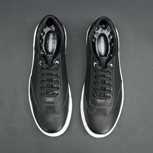 Short boot with black premium printed cow leather upper, breathable mesh lining, non-woven insole, and flexible TPR sole for durable everyday wear