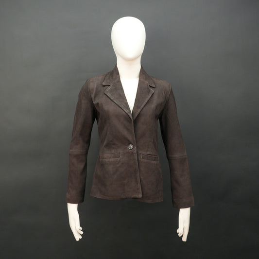 Dark brown goat leather coat with soft, durable material, two functional pockets, and versatile design for casual and formal wear