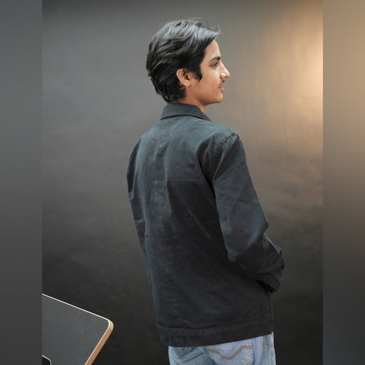 Men's Finger Printed Denim Jacket