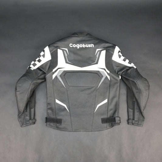 Cogobush Grey & White Checkered Racing Motorcycle Leather Jacket with Armor Pockets
#Cogobush #LeatherJacket #RacingJacket #MotorcycleGear #MotoJacket