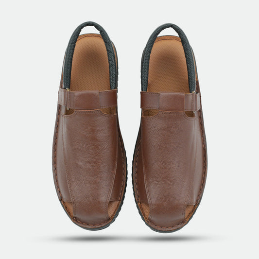 Tan handmade genuine leather Senegal Peshawari with classic style, comfort, and durable everyday wear