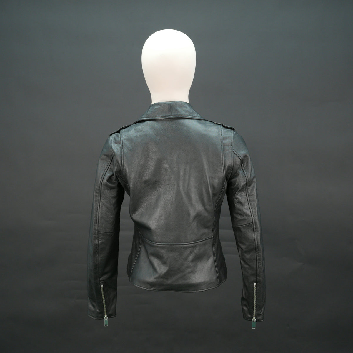 Women's Black Asymmetrical Classic Biker Style Leather Jacket with Waist Belt #Desiderio #LeatherJacket #BikerJacket #WomensFashion #MotoStyle