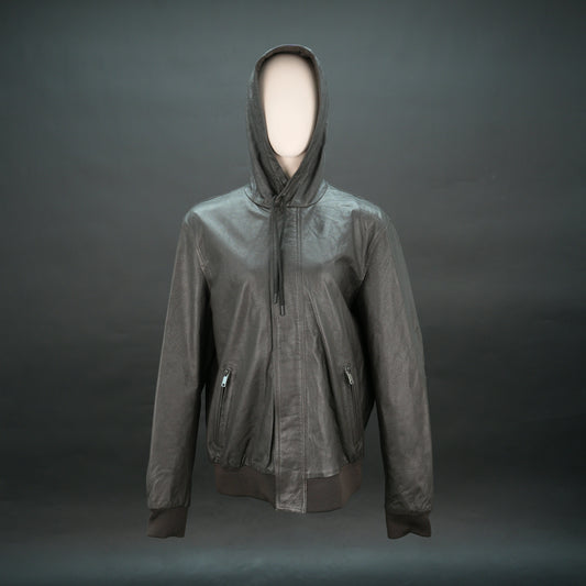 Women's Brown Leather Hooded Bomber Jacket - Zip-Up Moto Style
#Desiderio #LeatherJacket #BomberJacket #WomensFashion #MotoJacket
