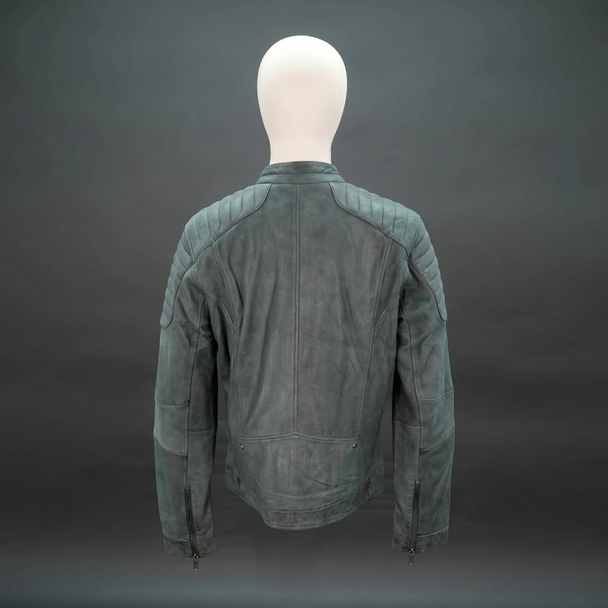 Women’s Premium Grey Leather Biker Jacket - Quilted Shoulder Moto Jacket #Desiderio #LeatherJacket #BikerJacket #MotoJacket #WomensFashion