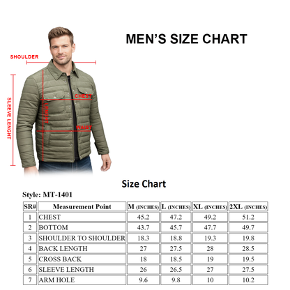 Men's Button Down 6 Pockets Quilted Puffer Jacket MT-1401