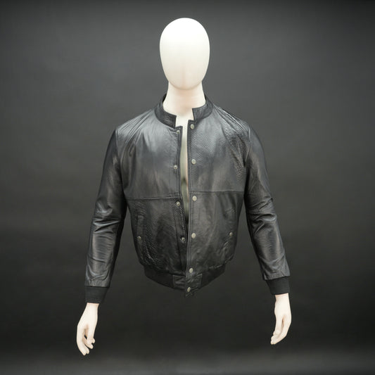 Real Leather Button Down Black Jacket